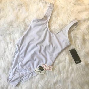NWT Nasty Gal White High Leg One Piece Swimsuit